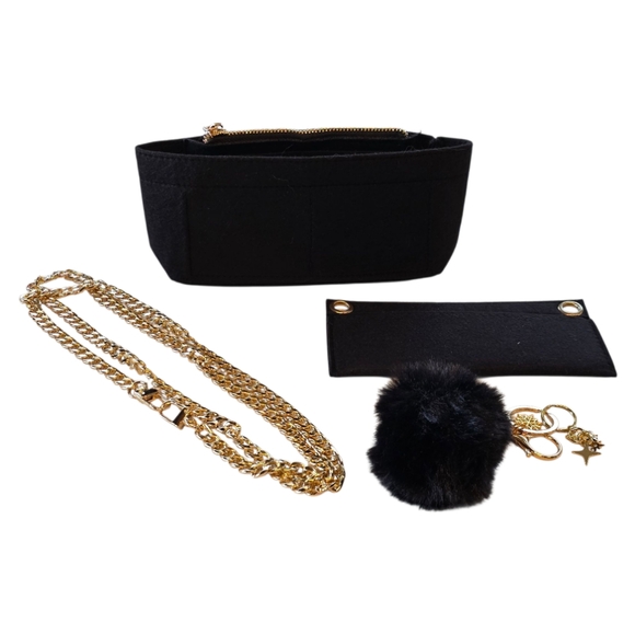 Handbag Accessory Bundle Black Goldtone 4 Piece Bag  Kit - Picture 1 of 5